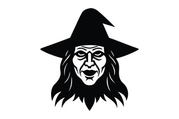 old witch face vector illustration 