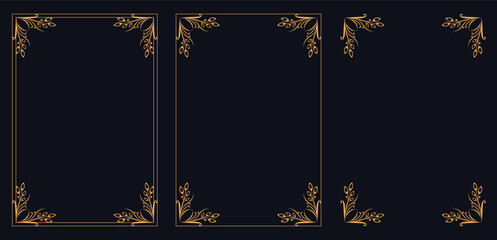 Corner frame, Set of vintage frames, Design elements set, swashes, floral motifs. Good for greeting cards, wedding invitations, restaurant menu.