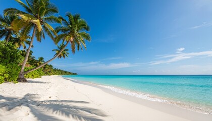 tropical beach with palm trees