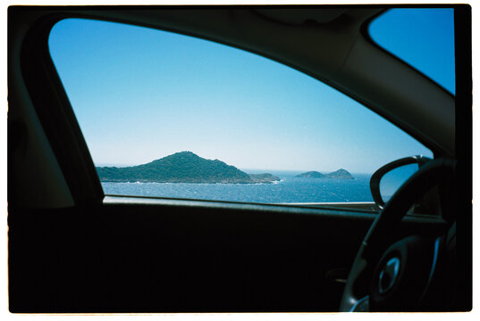 View out of car side window overlooking in the Saribelen island