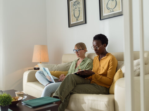 Women creating ideas for online project