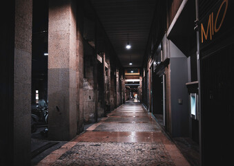 Beautiful old streets of Bologna, Italy