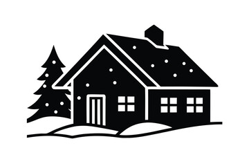 snow covered house vector illustration 