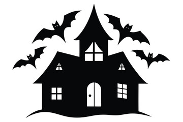 spooky house with bats vector illustration 
