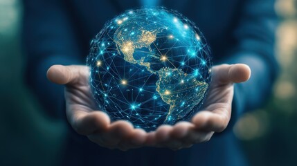 Global network held in hands