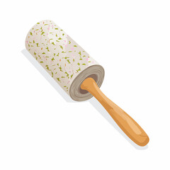 Used lint roller with visible fabric debris on adhesive sheet.
