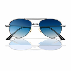 Dark-lensed sunglasses with reflection and metal arms folded.
