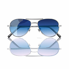 Dark-lensed sunglasses with reflection and metal arms folded.
