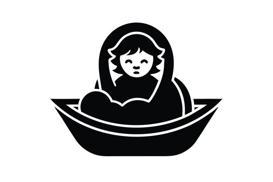 baby esus in manger black and white
