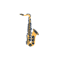 Naklejka premium Illustration of a classic saxophone musical instrument in simple style with orange and black colors