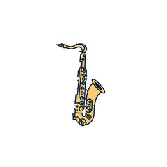 Naklejka premium Simple artistic illustration of a saxophone musical instrument in minimalist style