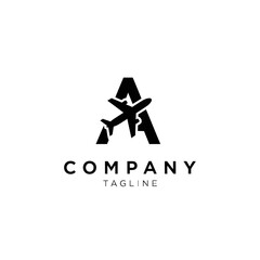 Obraz premium Minimalist logo design featuring the letter a with airplane and briefcase elements symbolizing business travel and corporate services