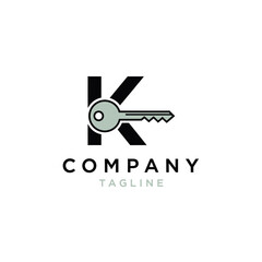 Innovative key and letter k logo design symbolizing security and access solutions