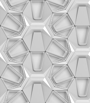 3D pattern of a futuristic hexagon design.