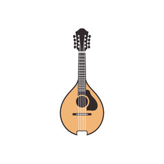 Obraz premium Illustration of a traditional mandolin musical instrument with wooden body and strings