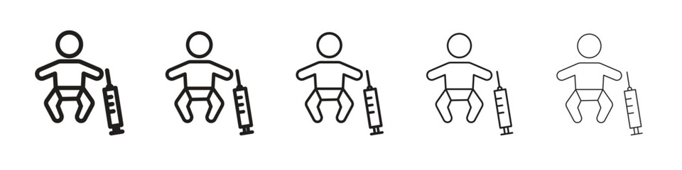 Baby Vaccination icon logo set concept stock vector illustration.