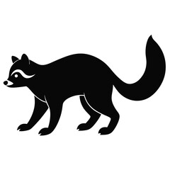 Raccoon Silhouette Black and White Animal Illustration