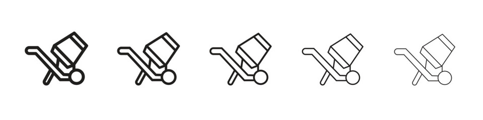 Cement mixer icon logo set concept stock vector illustration.