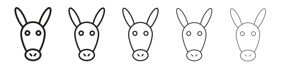 Donkey icon logo set concept stock vector illustration.