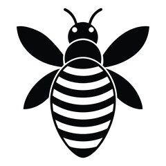 Striped Bee Icon Black and White Insect Illustration