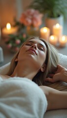Relaxing woman enjoying a spa treatment