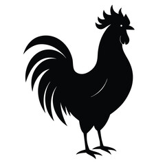 Majestic Rooster Silhouette Farm Animal Illustration