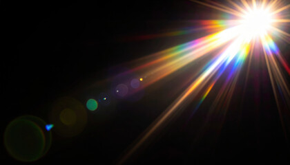 Obraz premium Bright Colorful Light Rays in Dark Background Creating Stunning Effects