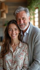 Joyful couple sharing a warm embrace
