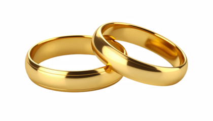 Two Elegant Golden Wedding Rings on a Black Background