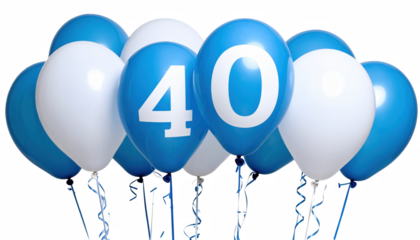 Blue and White Balloons Celebrating 40th Birthday Event Decoration