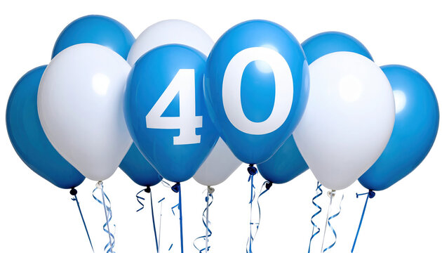 Blue and White Balloons Celebrating 40th Birthday Event Decoration