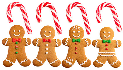 Gingerbread Cookies with Candy Canes for Festive Holiday Cheer