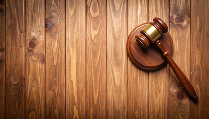 Gavel on Wooden Surface for Legal and Justice Concepts