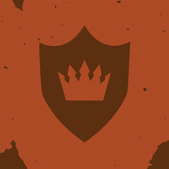 Elegant crown within a shield representing royalty and protection on textured background