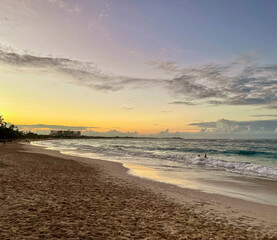 Coucher de soleil sur la plage de Bavaro, Punta Cana, République Dominicaine	