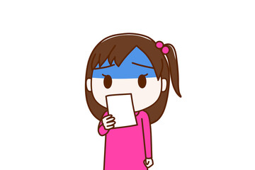 （上半身正面）通知の紙を見て真っ青になりショックを受ける少女