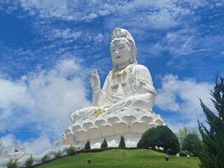 Wat Huay Pla Kang Thailand giant Buddha Statue, Kuan Im in Chiang Rai