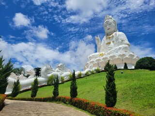 Wat Huay Pla Kang Thailand giant Buddha Statue, Kuan Im in Chiang Rai