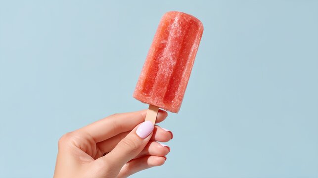 Person holding a red popsicle stick