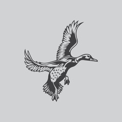 Flying duck silhouette style illustration