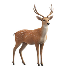 Fototapeta premium 3d rendered deer standing gracefully with slender body, lifelike fur texture, and antlers on white background