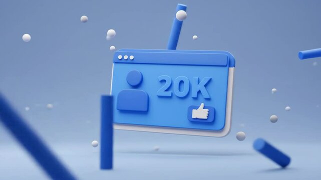20K Followers Celebration: Animated Social Media Success with Floating Elements