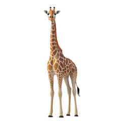 Obraz premium 3d rendered giraffe standing tall with graceful neck, detailed fur pattern, and soft lighting on white background