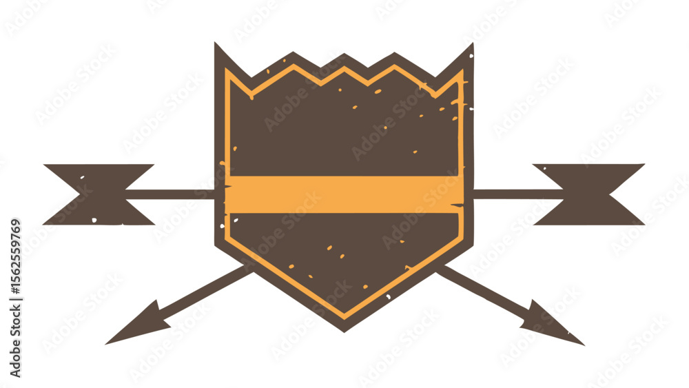Aufkleber Shield and crossed arrows design with textured elements suitable for various design concepts
