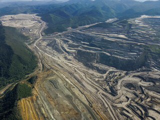 Open-pit coal mining in a large quarry.