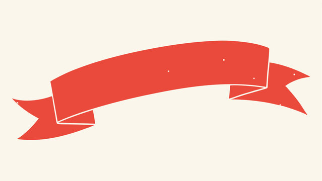 Simple retro style red ribbon banner vector illustration on transparent background