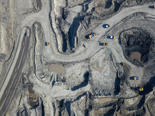 Open-pit coal mining in a large quarry.