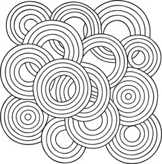 Abstract Overlapping Circle Rings &ndash; Hand Drawn Geometric Line Art