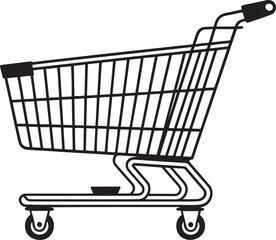 Shopping Cart Vector Icon with Handle and Wheels Ideal for Ecommerce Market Store and Retail Design