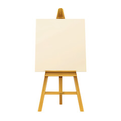 Wooden Easel with Blank Canvas Isolated on White
